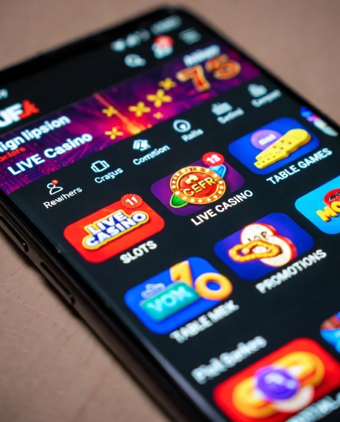 online casino interface displayed on a smartphone